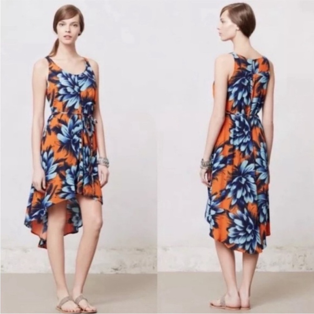 Anthro Maeve Dress Sunset Hibiscus Orange …